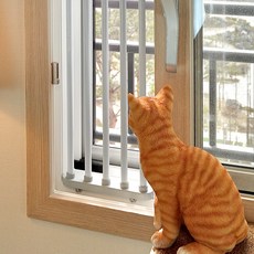 요기펫 고양이 탈출방지 방묘창 숏, 흰색 + 밝은 회색, 1세트