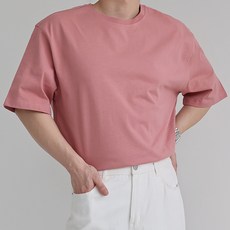 디스페로 남성용 통기성 완벽 박음질 오버핏 빅사이즈 무지 라운드 반팔 티셔츠