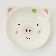 幼兒款陶瓷Moi天然動物盤子, 1個, 小豬