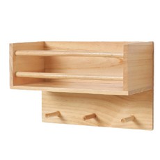 原木壁掛置物架3掛勾掛勾 YT_RA1139, 米色, 1個