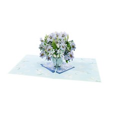 Leeum Dream 百合花束花瓶立體禮物信紙, 藍色, 1套