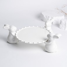 兔子蛋糕架 咖啡廳點心盤 水滴1號 + 兔子3件組, 1組, 單色