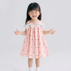 JOYMULTI 女童蝴蝶結葉子無袖連身裙