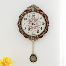 무소음 장미꽃 주물 추벽시계 HSC-502J, 자주색