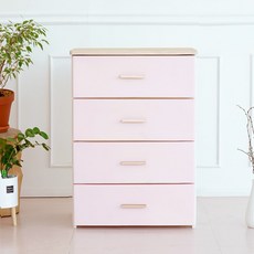 보노하우스 모나코 우드상판 서랍장, 핑크, 4단
