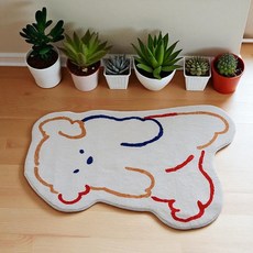 hellogem 可愛咕嚕朋友地毯 腳踏墊, 軟Q狗狗