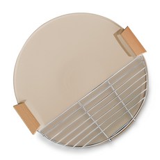 ANDY MAY2 明洞不沾燒烤盤 附把手 + 烤網架 + 收納袋 奶茶色, 1組, 36cm