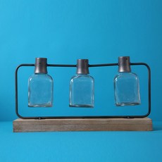 三聯金屬迷你方形玻璃花瓶, 混合色