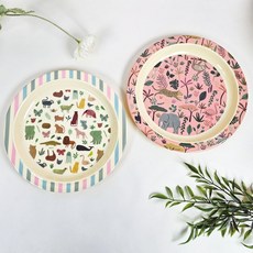 rice 幼兒餐具深盤2件組, 動物園, 狩獵粉, 1套