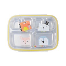 動物印花6格不鏽鋼餐盤便當, 混色, 單品