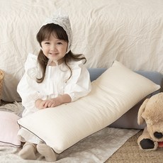 ahtty blanc 素色3層棉紗枕頭組 枕頭套 2入+枕芯, 象牙白