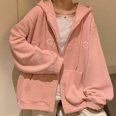 保暖字母印花繽紛孕婦寬鬆連帽拉鍊外套