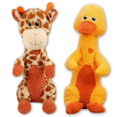 PUPPY GUARD 中大型犬啾啾絨毛玩偶 長頸鹿 + 鴨子組合, 混合色, 1套