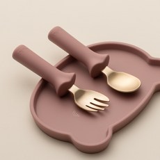 MODU'I Bangjja鍮器湯匙叉子, 粉紅色, 湯匙 + 叉子 + 收納盒, 1套