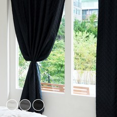 까사마루 무타공 따숨 패딩 방한 커튼 2p + 압축봉 올인원 세트