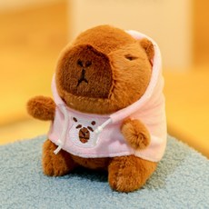 다다랜드 뚠빵한 카피바라 동물 인형 키링, 12cm, 핑크후드티카피바라, 1개
