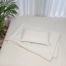 ahtty blanc 兒童雙面莫代爾枕頭套2件 + 枕芯 + 薄棉被套組, 白色