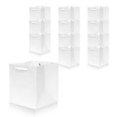 Leadhome 堅固方形素面便當購物袋, 白色, 1套