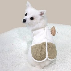 Dr.Blank 寵物 Blank Dog 泰迪熊口袋刷毛背心, 卡其色