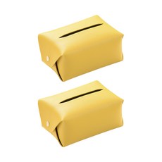 Market A 彩色皮革面紙盒 2入, 黃色