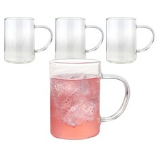 Samho Glass 耐熱玻璃 附把手玻璃馬克杯 240ml mug cup-1, 4個, 單一顏色