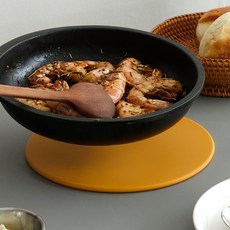 ade.l 韓式糖餅造型矽膠鍋墊, 芥末黃色, 2個