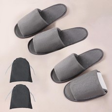 Arico 機上旅行用摺疊拖鞋+收納袋組合, 2組, 灰色