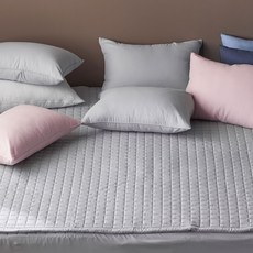 g BEDDING 素色方格超細纖維薄墊, 灰色