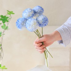 Scent Basket 乒乓人造菊花, 藍色, 5個