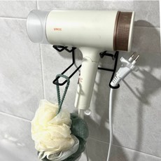 제이에스맘 스테인레스 드라이기 일체형 코드홀더 거치대, 블랙, 1개