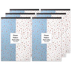 2Youngdesign 花卉圖案便條信紙, 藍色, 6個