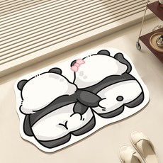 PEONIST 快速吸收防滑卡通圖案浴室腳踏墊 40 x 60 cm, 1個, 黑色