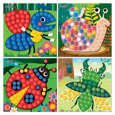 PLAYCORN 馬賽克板製作4件組 昆蟲1, 螞蟻, 蝸牛, 瓢蟲, 鍬形蟲, 1套