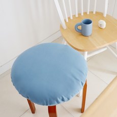 CASA VERDE 11支亞麻日常氛圍亞麻素色圓形坐墊, 深藍色