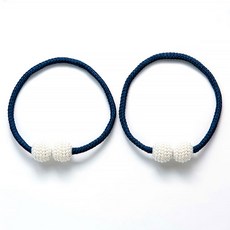 지앤와이 진주알 자석 커튼 타이백, 네이비, 2개