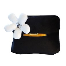 JCP 큐빅 플라워 행잉 티슈 커버, 벨벳 화이트플라워