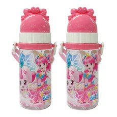 LE BARN 奇妙萌可背帶吸管水壺 2入, 350ml, 混色