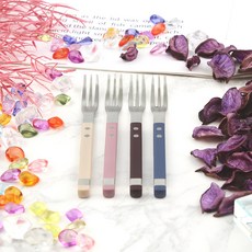 Bogen Solen方形餐具茶叉4件組, 1套, 深米色, 淡紫色, 深櫻桃色, 藍寶石色