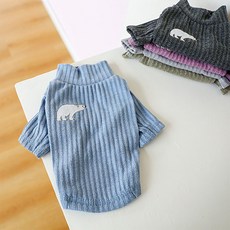 강아지 북금곰 캐릭터 목폴라 니트, 블루, 1개