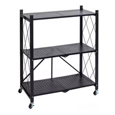 JIAHON 嘉鴻 摺疊免安裝洞洞板層架, 3層, 黑色, 71.5 x 39 x 89cm