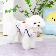 딩동펫 강아지 페이버릿 배색 나시 티셔츠, 레드, 1개