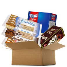 蛋糕捲 320g+義式蛋糕 巧克力風味 250g+草莓風味 250g+牛奶風味 250g+軟巧克力棒 504g, 1組, 5種零食餅乾