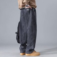 JTL 男性側邊褲管直筒寬鬆丹寧男士牛仔褲