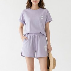 I CAN SIMPLE 女款迷你C字亮點運動短袖+短褲套裝