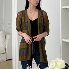 針織女款側開衩透膚開襟短袖Peldos開襟衫