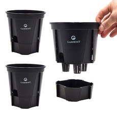 Gardenit 側邊集水盆栽 + 託盤組, 3套, 黑色