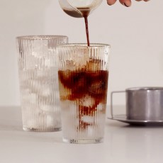 이우아여사 모노 플리츠 카페유리컵 400ml, 2개