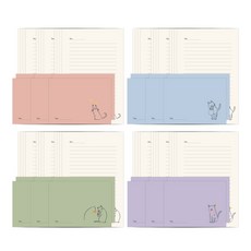 動物方格紙 4種組 46-0680, 粉色、藍色、綠色、紫色, 3套