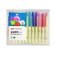 MORRIS Saijoque Friends Just Click Oily Magic 12 色套組, 粉色、紅色、橙色、黃色、綠色、綠色、藍色、天空、紫色、淺棕色、棕色、黑色, 1組