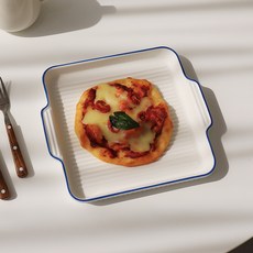 Bloom at home 鈷藍色正方形盤烤盤 大, 白色 + 藍色, 2個